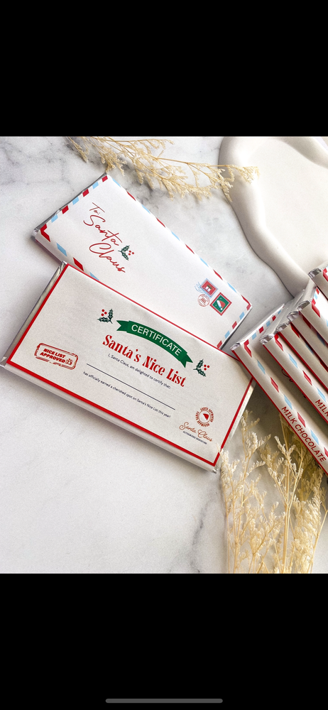 Santa’s Nice List Letter 100g Milk Chocolate Bar