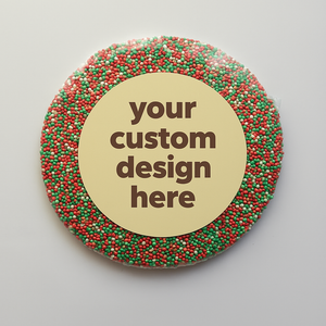 Giant Christmas Freckle 250g – Customisable Milk Chocolate Gift (Red, Green & White Sprinkles)
